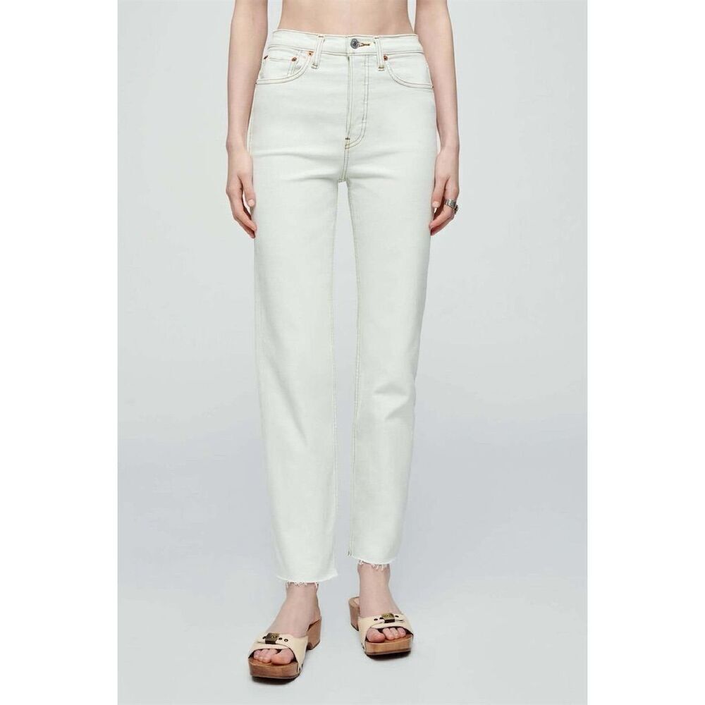 RE/DONE  NWT 70’s Stove Pipe High-Rise Straight-Leg Jeans in Bleach Like Size 32